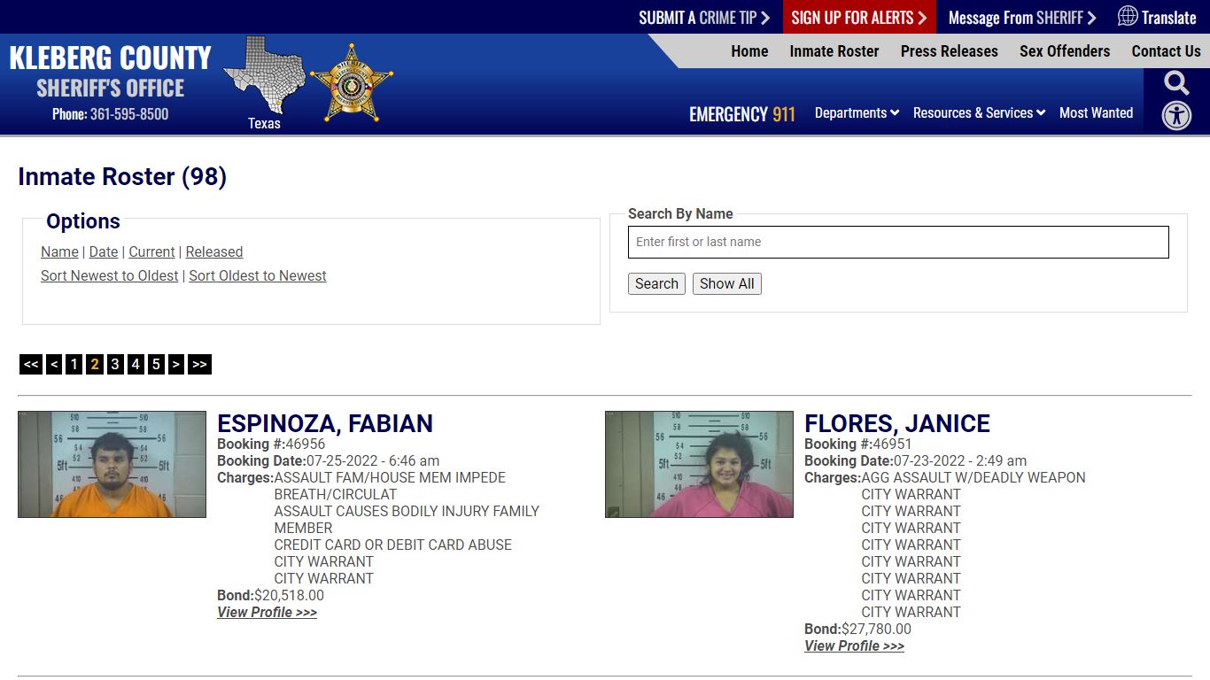 Inmate Roster - Kleberg County Sheriff